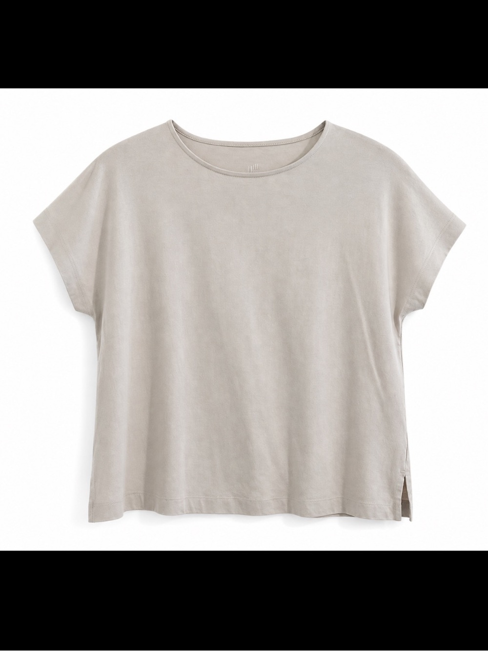J. Jill Luxe Supima Cotton Relaxed Tee S Petite Beige Short Sleeve Knit Top